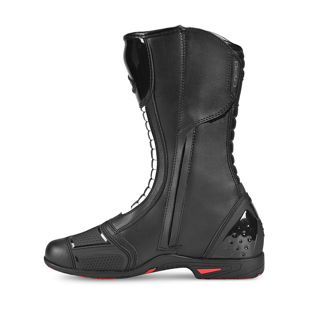 BELA LISTRADAS Moto Couro Botas Preto Branco - Imagem do lado esquerdo de Boots