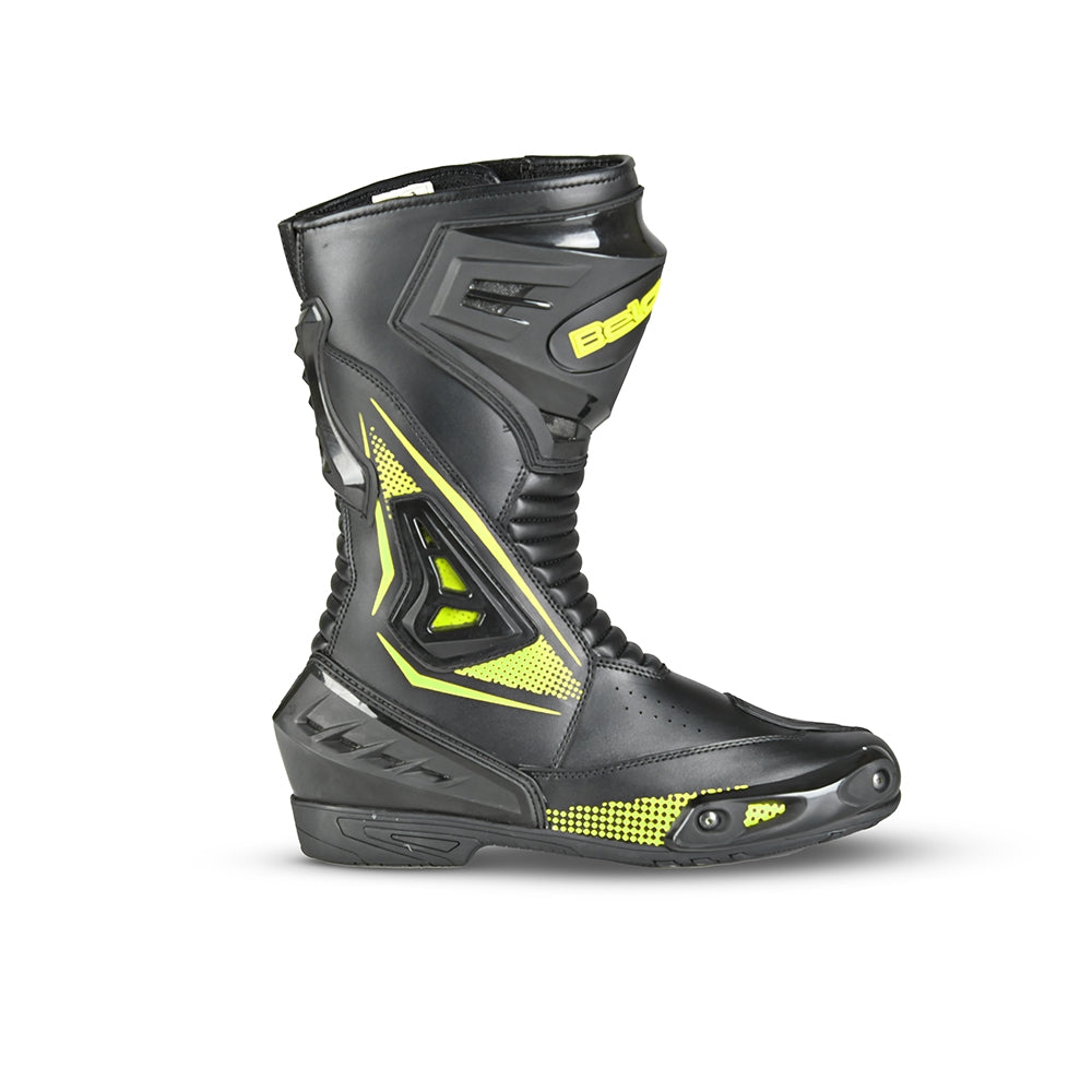 BELA MASTER Homem Moto Couro Botas Preto Fluorescente Amarelo - Imagem do lado direito de Boots
