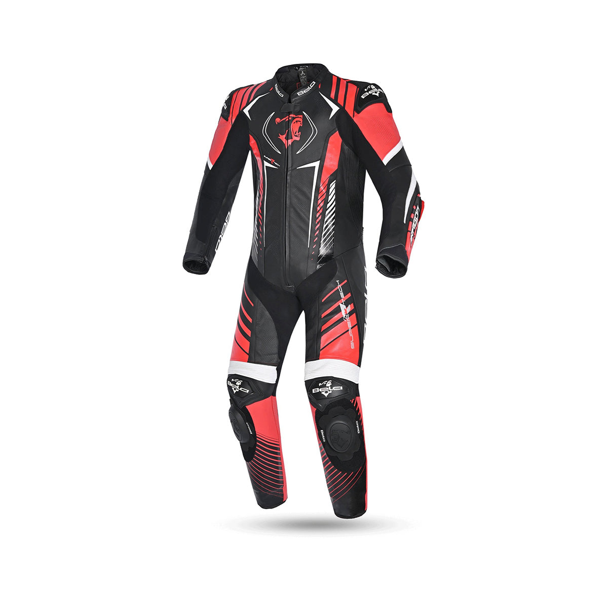 BELA MONO 1 PC ARAGONE Couro Moto Fato Preto Vermelho