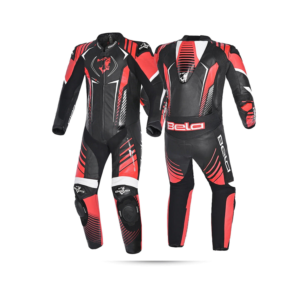 BELA MONO 1 PC ARAGONE Couro Moto Fato Preto Vermelho