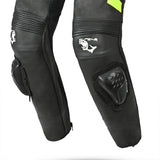 BELA MONO 1 PC ROLLOVER KIDS Moto Fato Preto Fluorescente Amarelo - Imagem do lado do joelho do terno