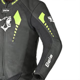 BELA MONO 1 PC ROLLOVER KIDS Moto Fato Preto Fluorescente Amarelo - Imagem superior frontal esquerda do traje