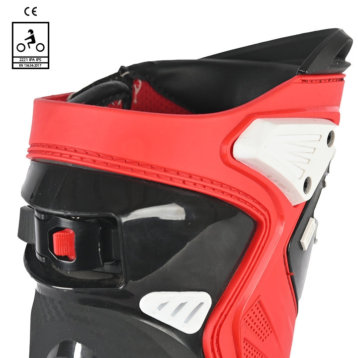 BELA RACE PRO (R-6) Moto Couro Botas Branco Preto Vermelho