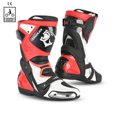 BELA RACE PRO (R-6) Moto Couro Botas Branco Preto Vermelho - Imagem dupla de botas