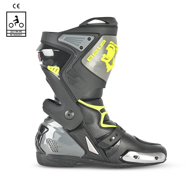 BELA RACE PRO (R-6) Moto Couro Botas Preto - Imagem do lado direito de Boots