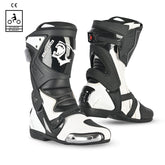 BELA RACE PRO (R-6) Moto Couro Botas Preto Branco - Imagem dupla de botas