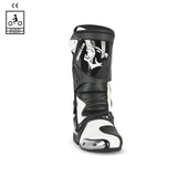 BELA RACE PRO (R-6) Moto Couro Botas Preto Branco - Imagem frontal da Boots