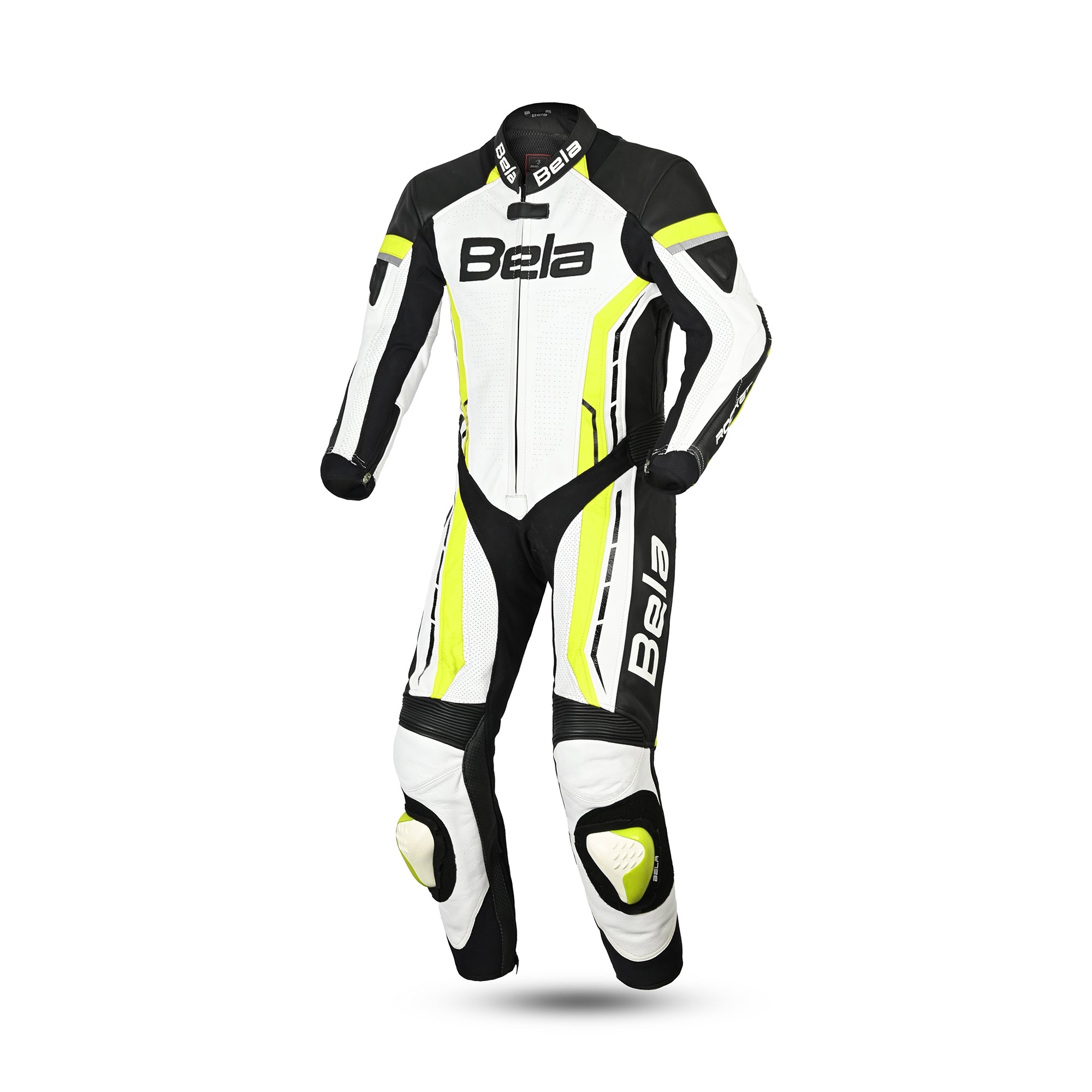 BELA ROCKET KIDS 1 PC Motorcycle Suit White Fluorescent Yellow – 1 – Maximomoto PT