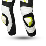 BELA ROCKET KIDS 1 PC Moto Fato Branco Fluor Amarelo - Imagem do lado do joelho do terno