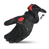 BELA ROCKET Leather Motorcycle Long Gloves White Red Black