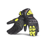 BELA ROCKET Luvas De Moto Couro Longa Preto Fluor Amarillo