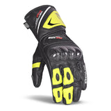 BELA ROCKET Luvas De Moto Couro Longa Preto Fluor Amarillo