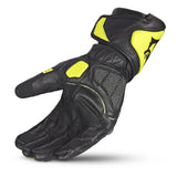 BELA ROCKET Luvas De Moto Couro Longa Preto Fluor Amarillo