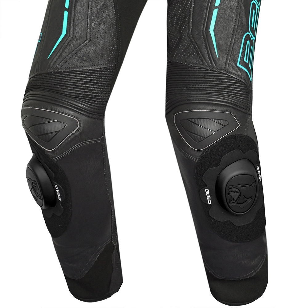 BELA ROCKET MIX 1 PC Senhora Moto Fato Branco Preto Azul - Imagem do lado do joelho do terno