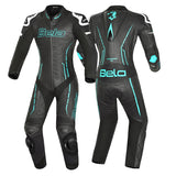 BELA ROCKET MIX 1 PC Senhora Moto Fato Branco Preto Azul - Imagem dupla de ternos