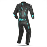 BELA ROCKET MIX 1 PC Senhora Moto Fato Branco Preto Azul - Imagem traseira do terno