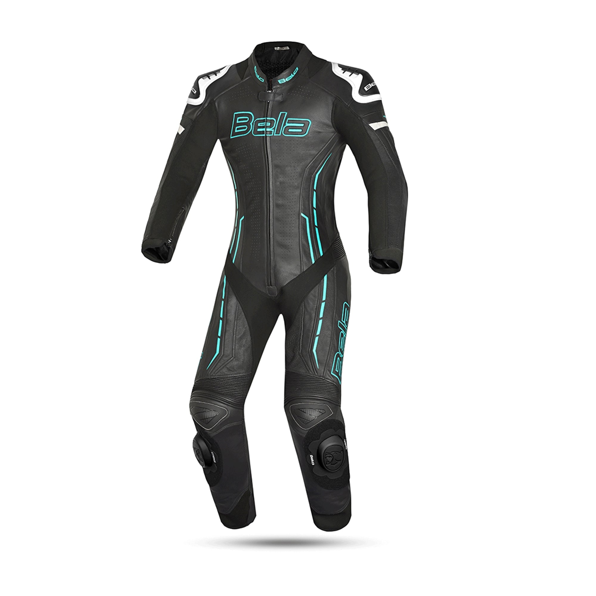 BELA ROCKET MIX 1 PC Senhora Moto Fato Branco Preto Azul - imagem frontal do terno