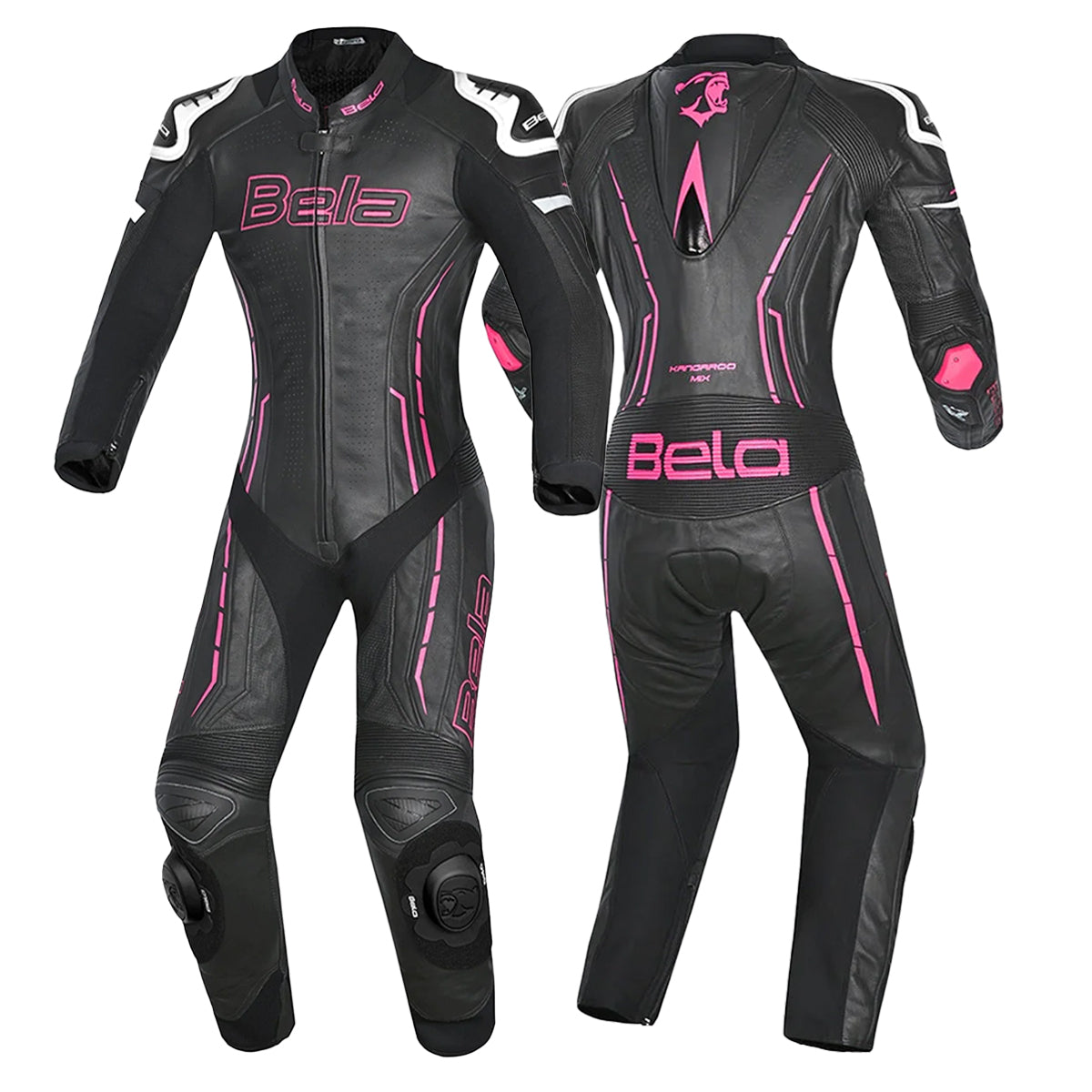 BELA ROCKET MIX 1 PC Senhora Moto Fato Branco Preto Rosa - Imagem dupla de ternos