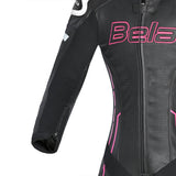 BELA ROCKET MIX 1 PC Senhora Moto Fato Branco Preto Rosa - Imagem superior frontal direita do traje