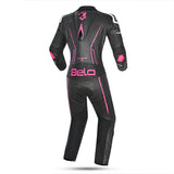 BELA ROCKET MIX 1 PC Senhora Moto Fato Branco Preto Rosa - Imagem traseira do terno