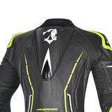 BELA ROCKET MIX 1 PC Senhora Moto Fato Preto Amarelo Fluorescente - Imagem da parte superior das costas do terno