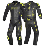 BELA ROCKET MIX 1 PC Senhora Moto Fato Preto Amarelo Fluorescente - Imagem dupla de ternos