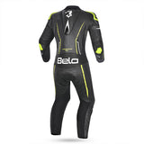 BELA ROCKET MIX 1 PC Senhora Moto Fato Preto Amarelo Fluorescente - Imagem traseira do terno