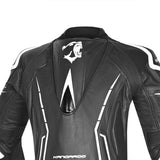 BELA ROCKET MIX KANGAROO 1 PC Moto Couro Fato Preto Branco - Imagem da parte superior das costas do terno