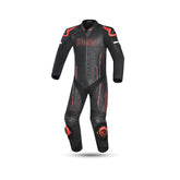 BELA ROCKET Mix Kangaroo 1 PC Moto Couro Fato Preto Vermelho - imagem frontal do terno