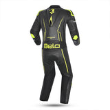 BELA ROCKET Mix Kangaroo 1 PC Moto Fato Preto Amarelo Flúor - Imagem traseira do terno