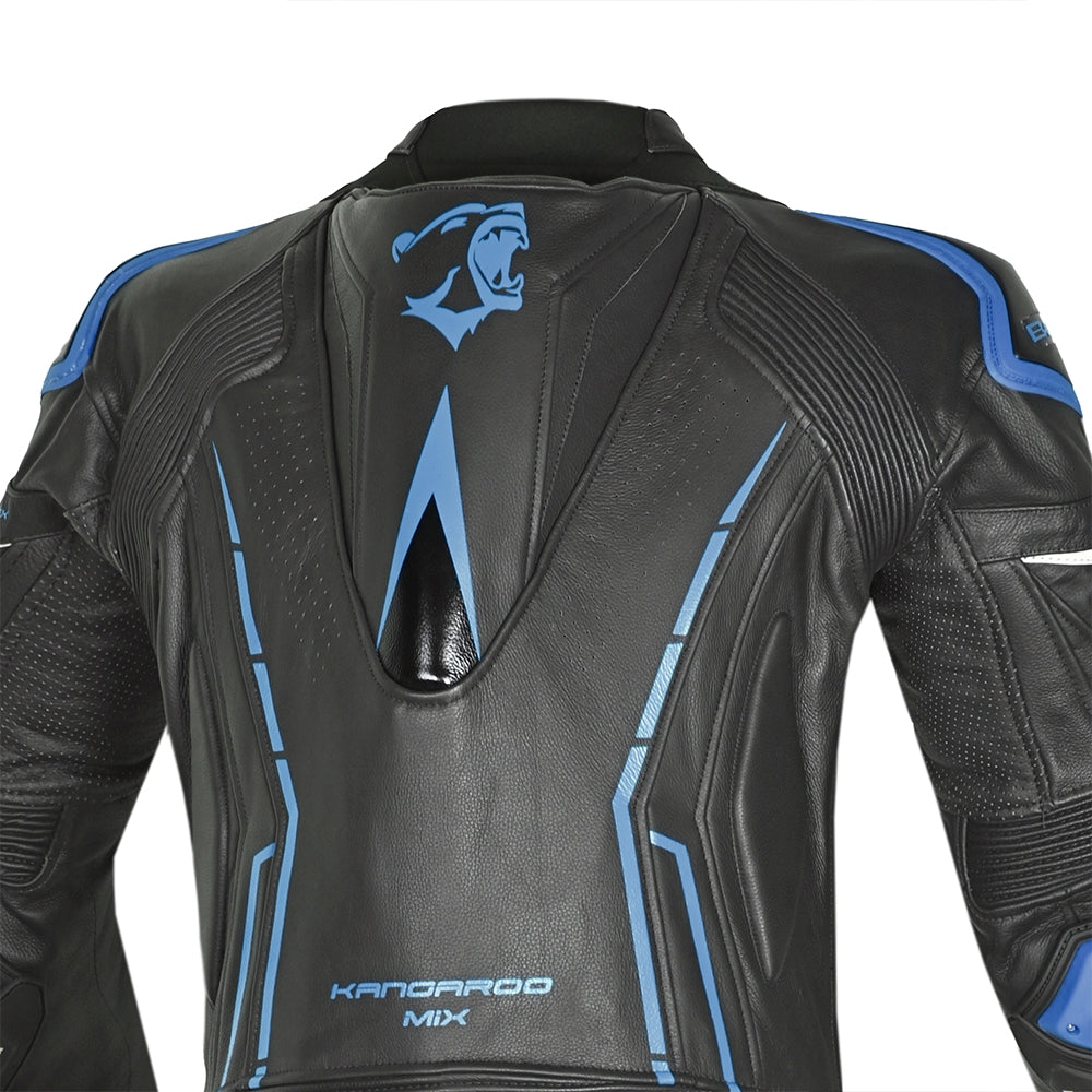BELA ROCKET Mix Kangaroo 1 PC Moto Fato Preto Azul - Imagem da parte superior das costas do terno