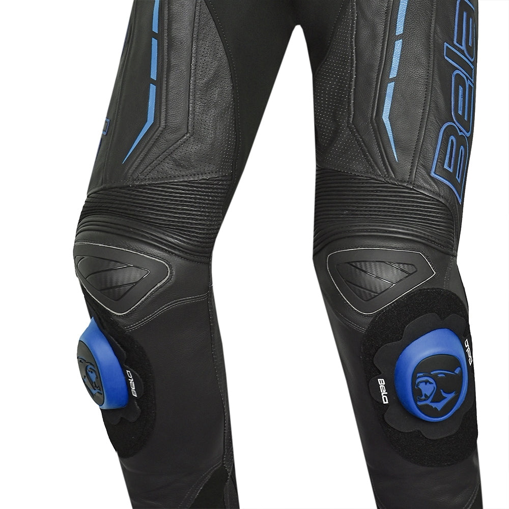 BELA ROCKET Mix Kangaroo 1 PC Moto Fato Preto Azul - Imagem do lado do joelho do terno