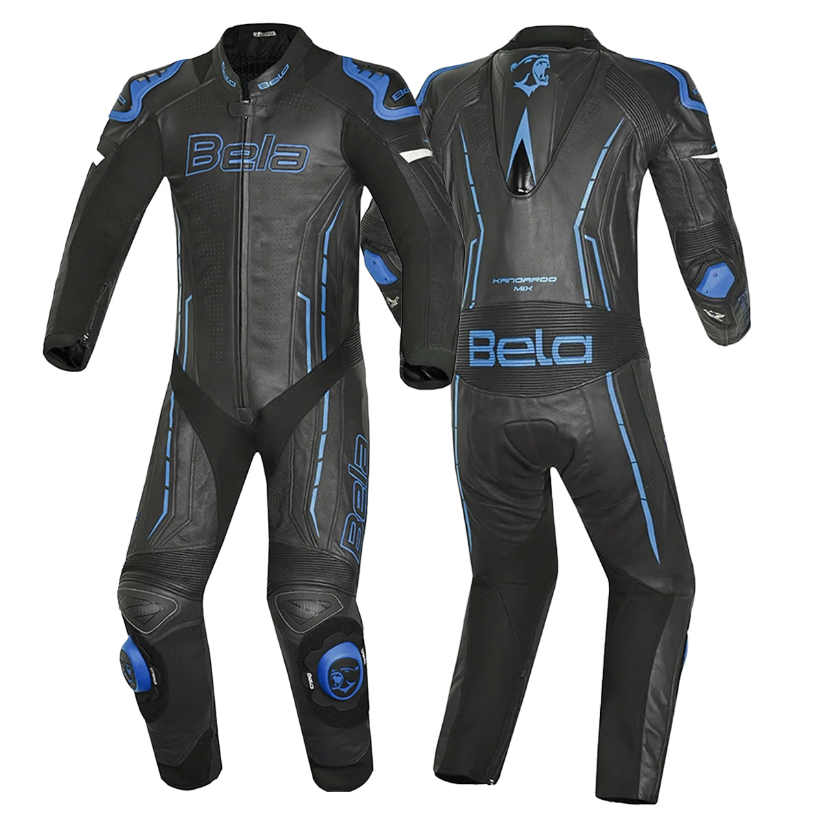 BELA ROCKET Mix Kangaroo 1 PC Moto Fato Preto Azul - Imagem dupla de ternos