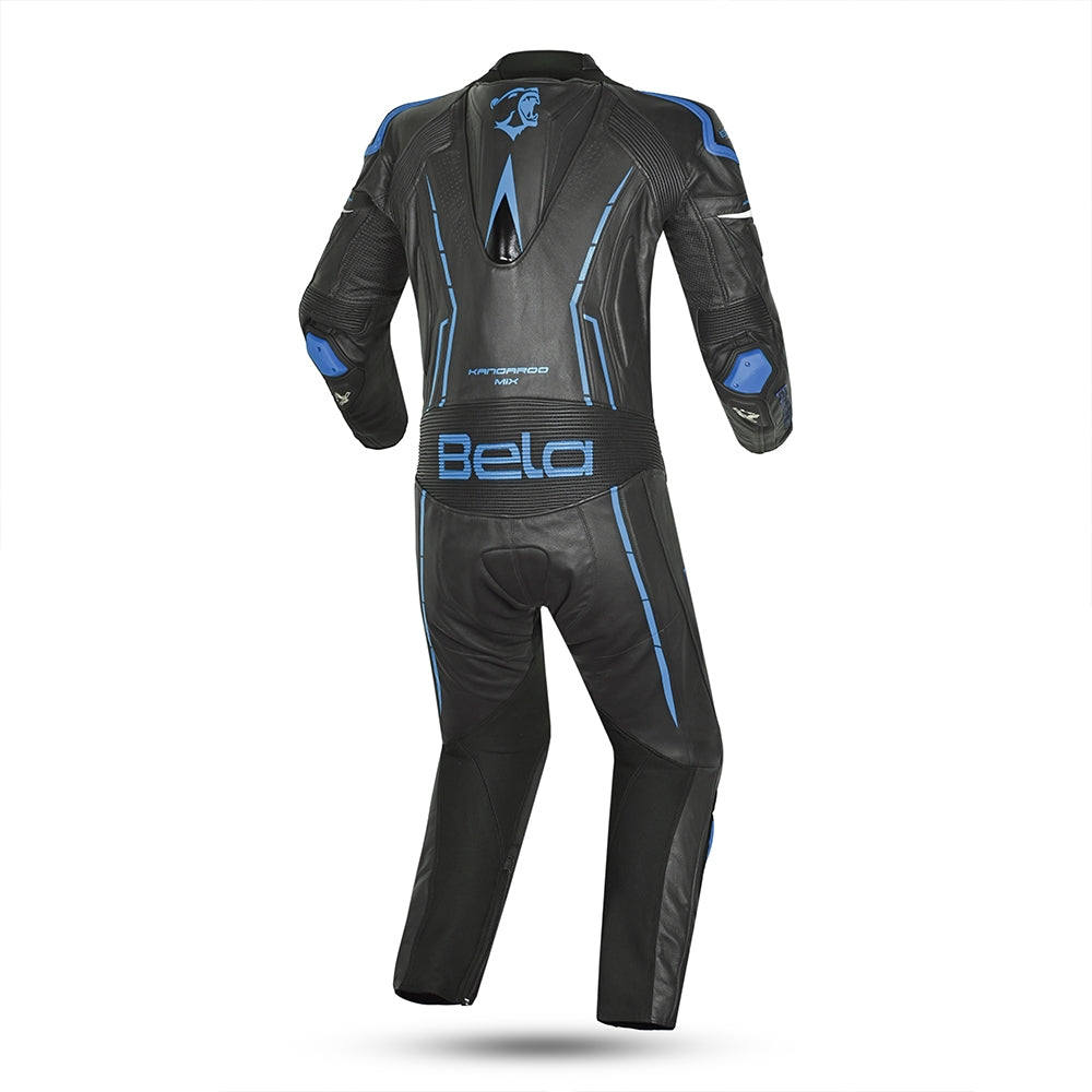 BELA ROCKET Mix Kangaroo 1 PC Moto Fato Preto Azul - Imagem traseira do terno
