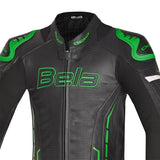 BELA ROCKET Mix Kangaroo 1 PC Moto Fato Preto Verde -Imagem da parte superior das costas do terno
