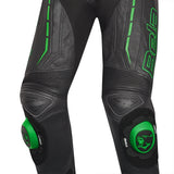 BELA ROCKET Mix Kangaroo 1 PC Moto Fato Preto Verde - Imagem do lado do joelho do terno