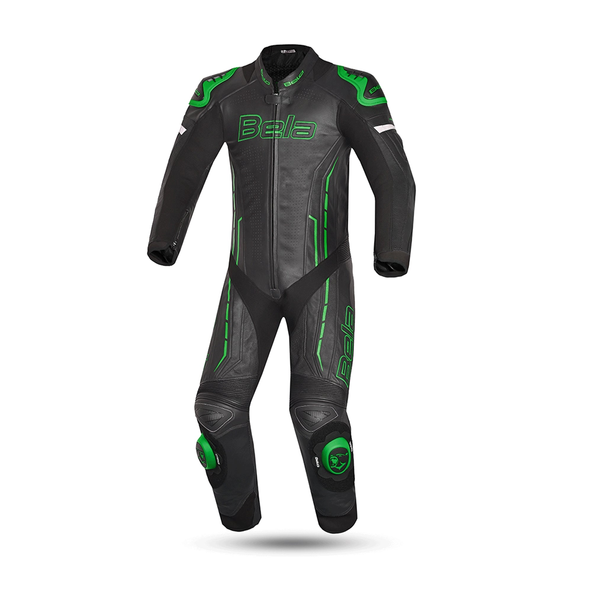 BELA ROCKET Mix Kangaroo 1 PC Moto Fato Preto Verde - imagem frontal do terno