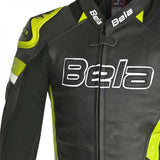 BELA ROCKET Moto Couro Homem Casacos Preto Fluor Amarelo - Imagem frontal superior da Casacos