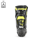 BELA SPEEDO 2.0 Moto Couro Botas Pretas Amarelo Fluorescente - Imagem do verso de Boots