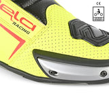 BELA SPEEDO 2.0 Moto Couro Botas Pretas Amarelo Fluorescente