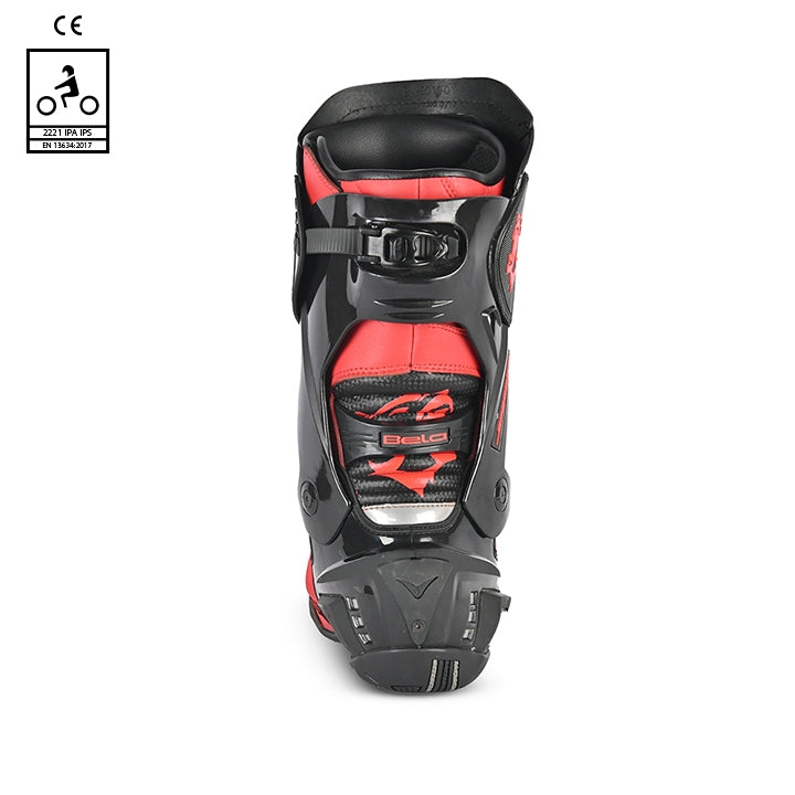BELA SPEEDO 2.0 Moto Couro Botas Preto Vermelho - Imagem do verso de Boots