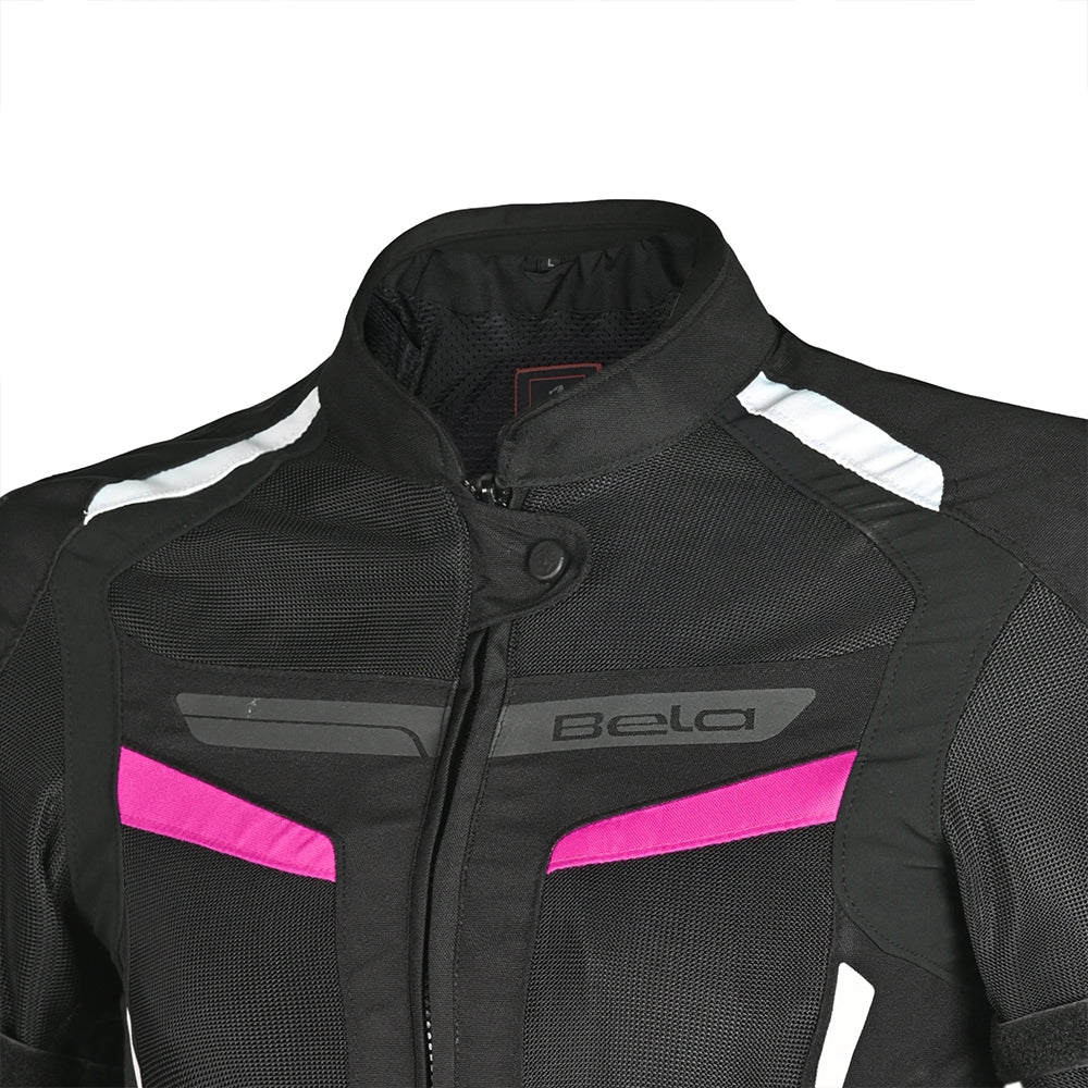 BELA SPRINTER Moto Textil Senhora Casacos Preto Rosa - Imagem frontal superior da Casacos