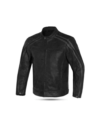 BELA STARK Moto Couro Casacos Preto Cinza - Imagem frontal da Casacos