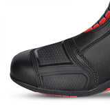 BELA STRIP Moto Couro Botas Pretas Vermelhas