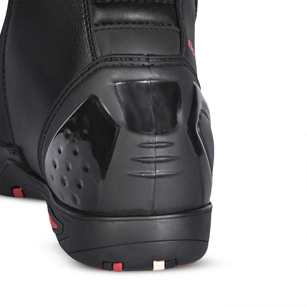 BELA STRIP Moto Couro Botas Pretas Vermelhas