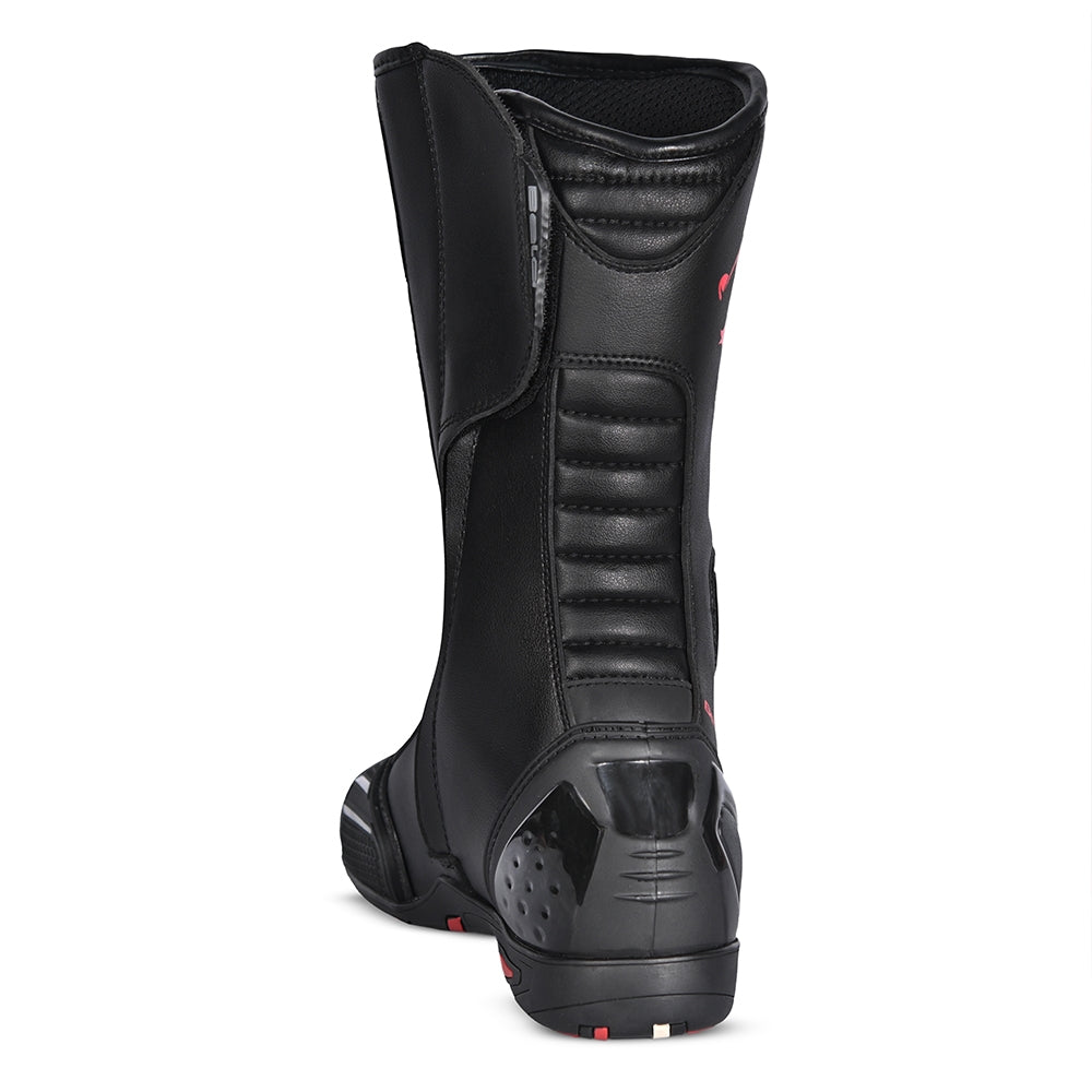 BELA STRIP Moto Couro Botas Pretas Vermelhas - Imagem do verso de Boots