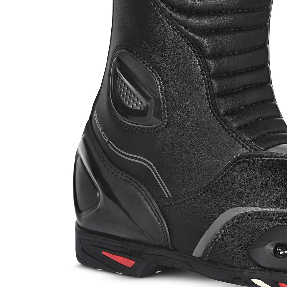 BELA STRIP Moto Couro Botas Preto Cinza