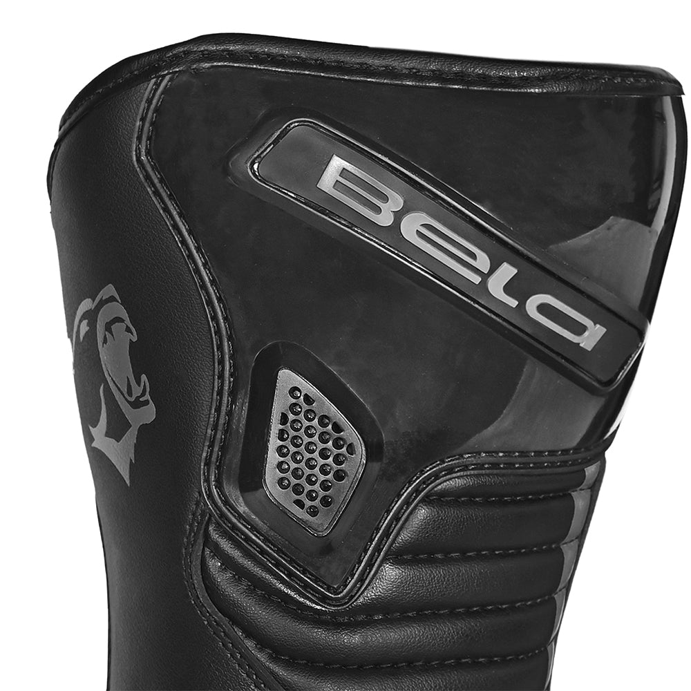 BELA STRIP Moto Couro Botas Preto Cinza