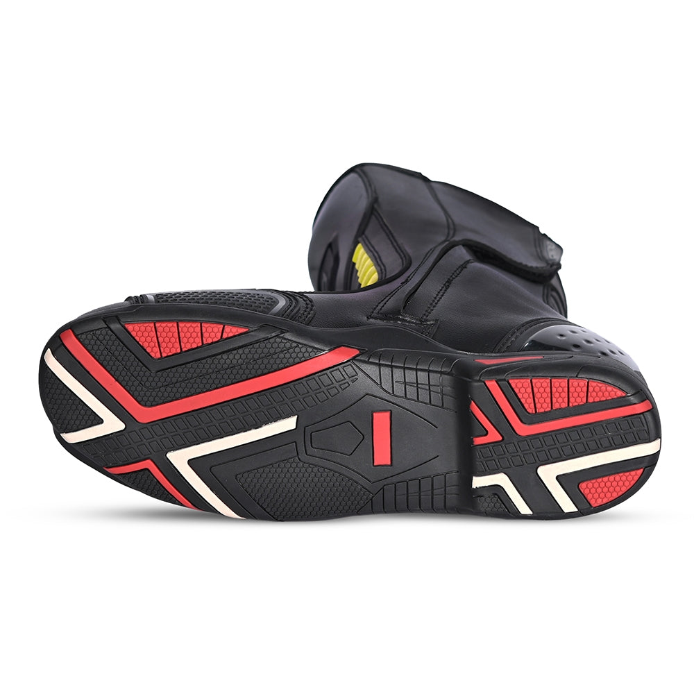 BELA STRIP Moto Couro Botas Preto Fluorescente Amarelo - Imagem da alma inferior de Boots
