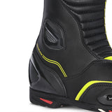 BELA STRIP Moto Couro Botas Preto Fluorescente Amarelo